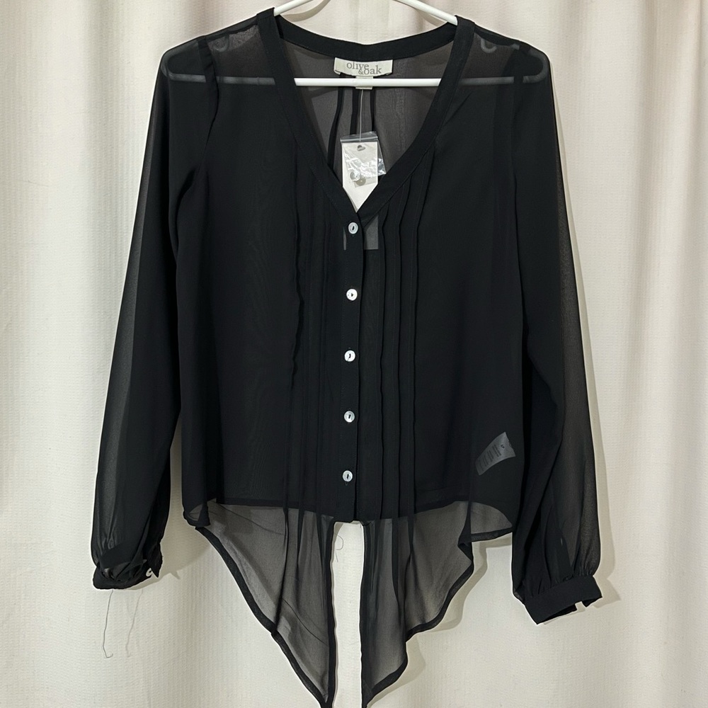 Black Sheer tied Blouse